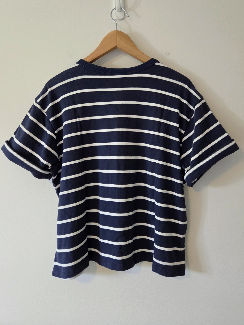 AYR The Practice Tee Dime Knit Short Sleeved Tee Shirt - Navy White Stripe - XL - Picture 4 of 14